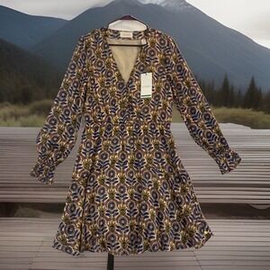 New Scotch & Soda Lined Midi Women Sz M‎ Dress Tiered Long Sheer Sleeve Wedding